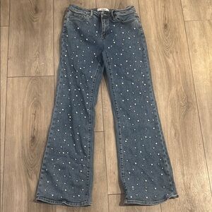 Mica rhinestone and pearl jeans
